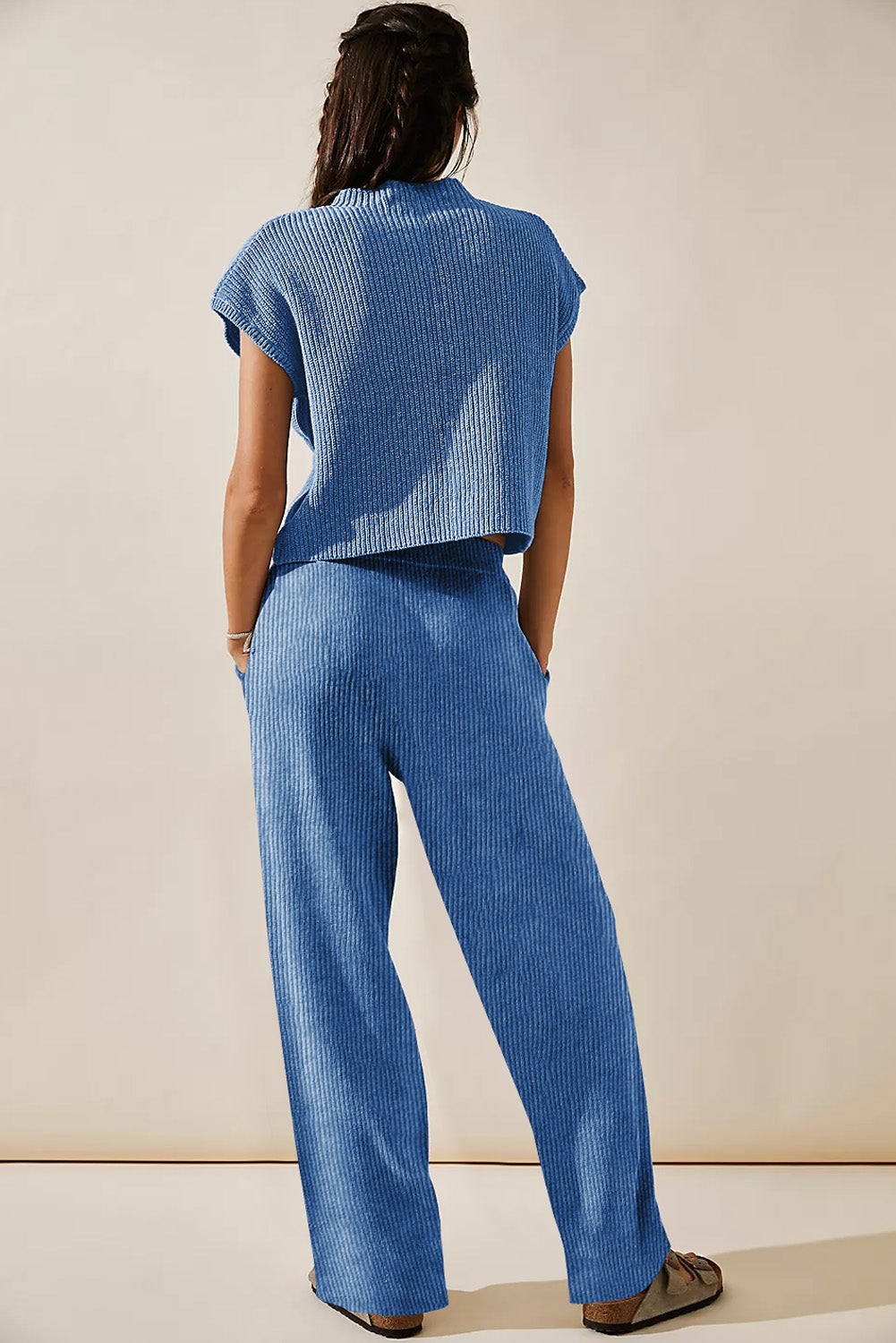 Mineral Red Patch Pocket Ribbed Knit Short Sleeve Sweater