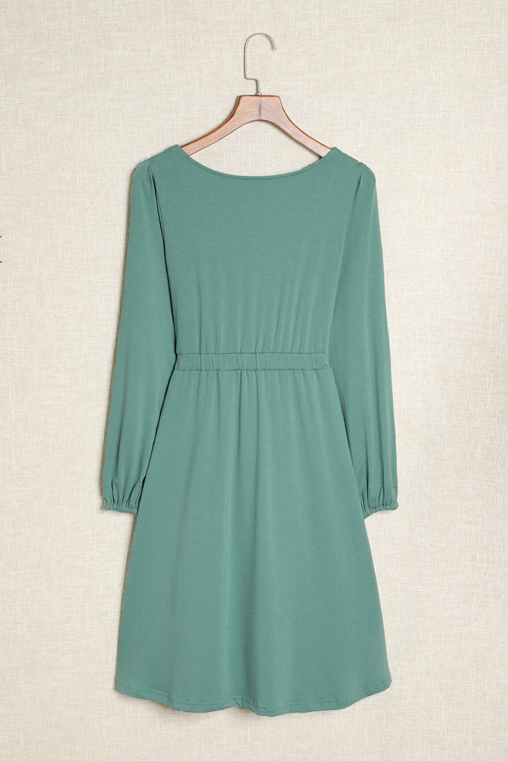 Black Button Up High Waist Long Sleeve Dress