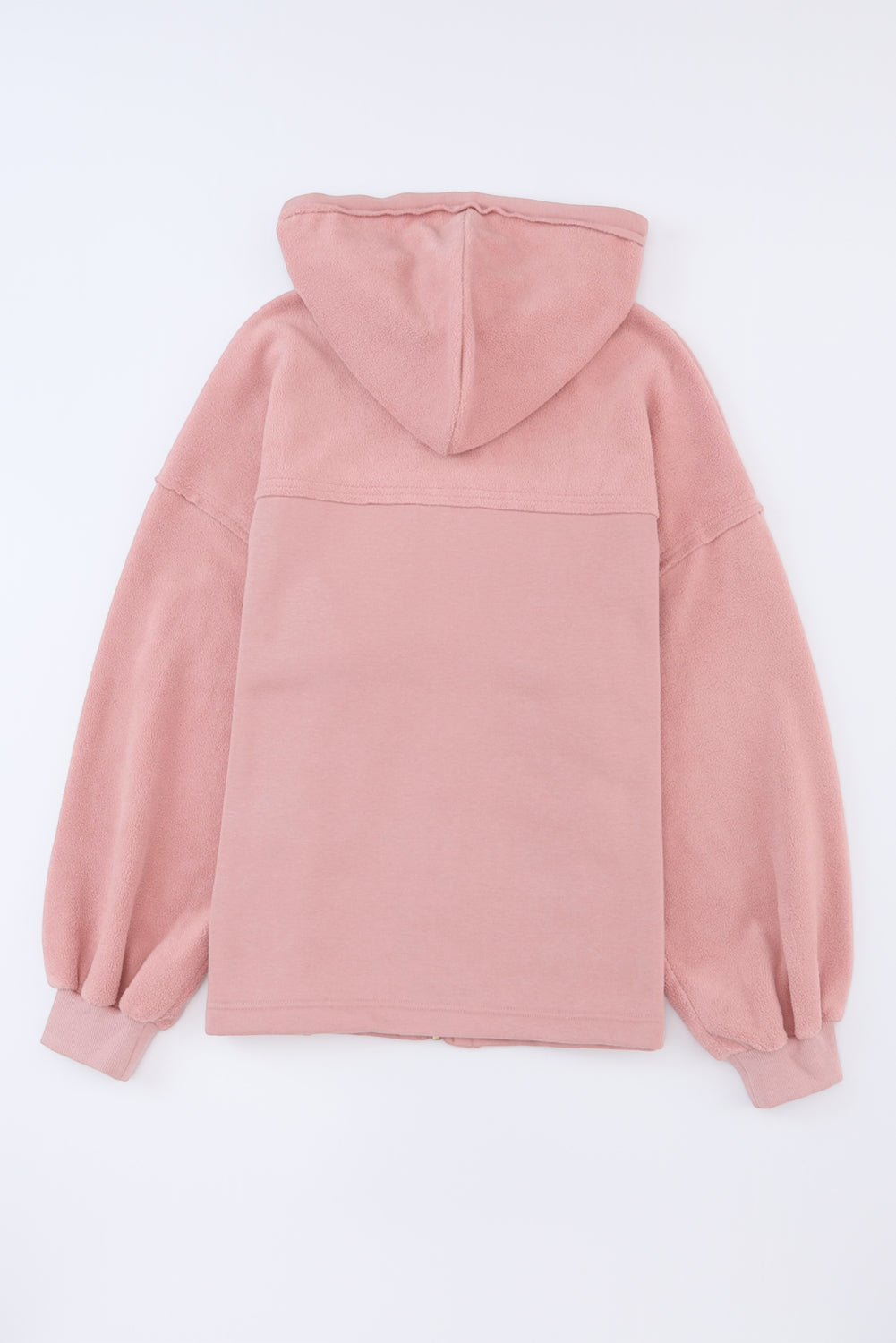 Black Flap Pocket Drawstring Hood Zip Up Jacket