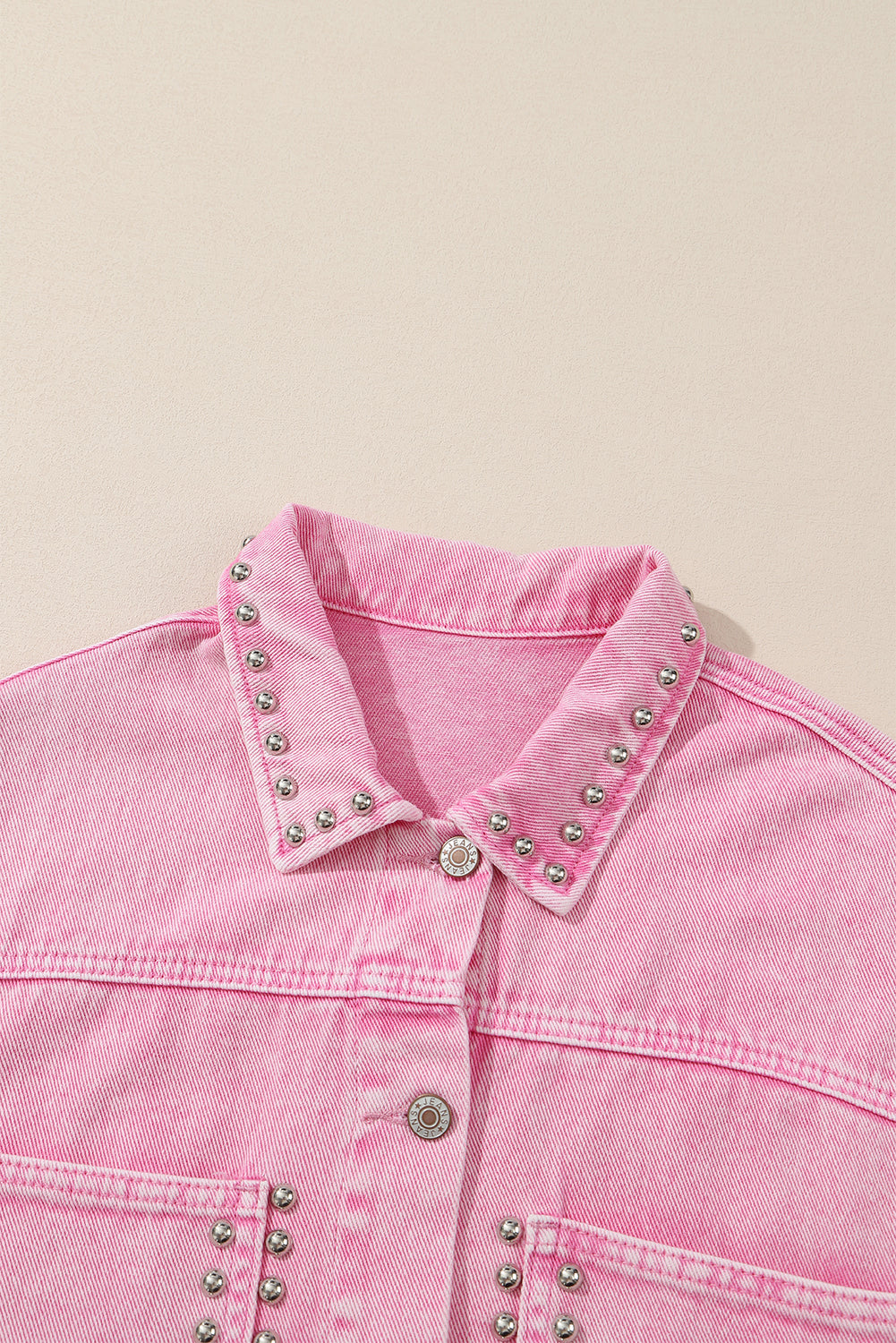 Flaxen Rivet Studded Pocketed Denim Jacket