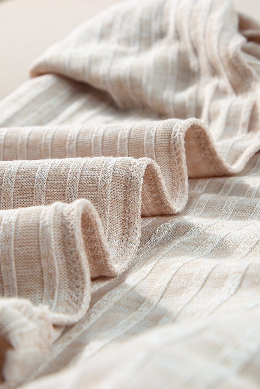 Gray Ribbed Knit Slouchy Hoodie Wide Leg Pants Set