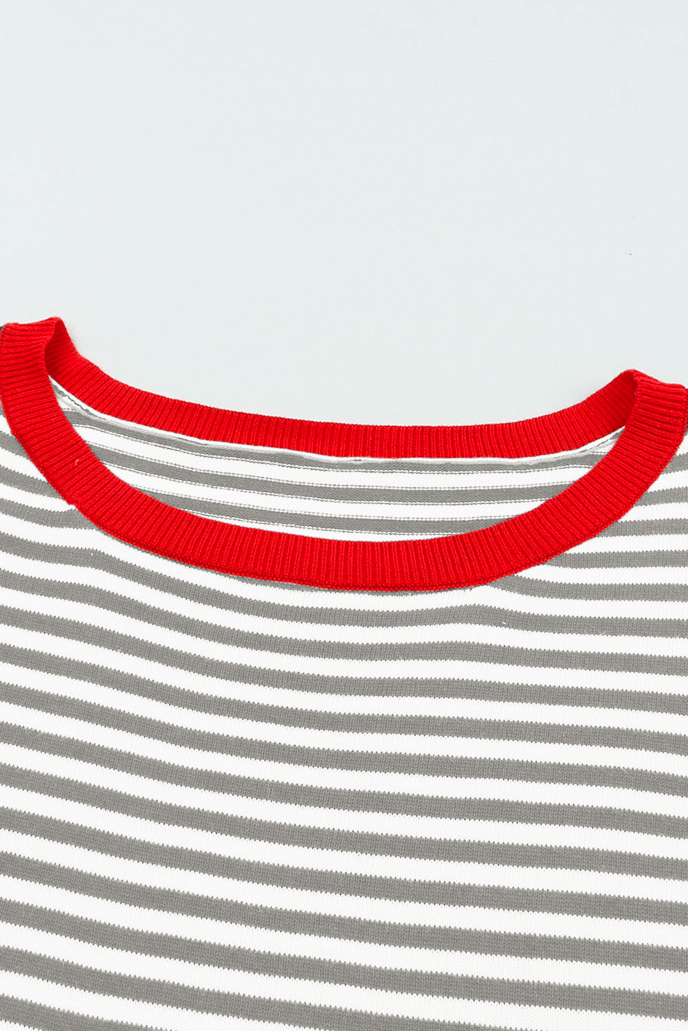 Pink Contrast Trimmed Striped Drop Shoulder Sweater