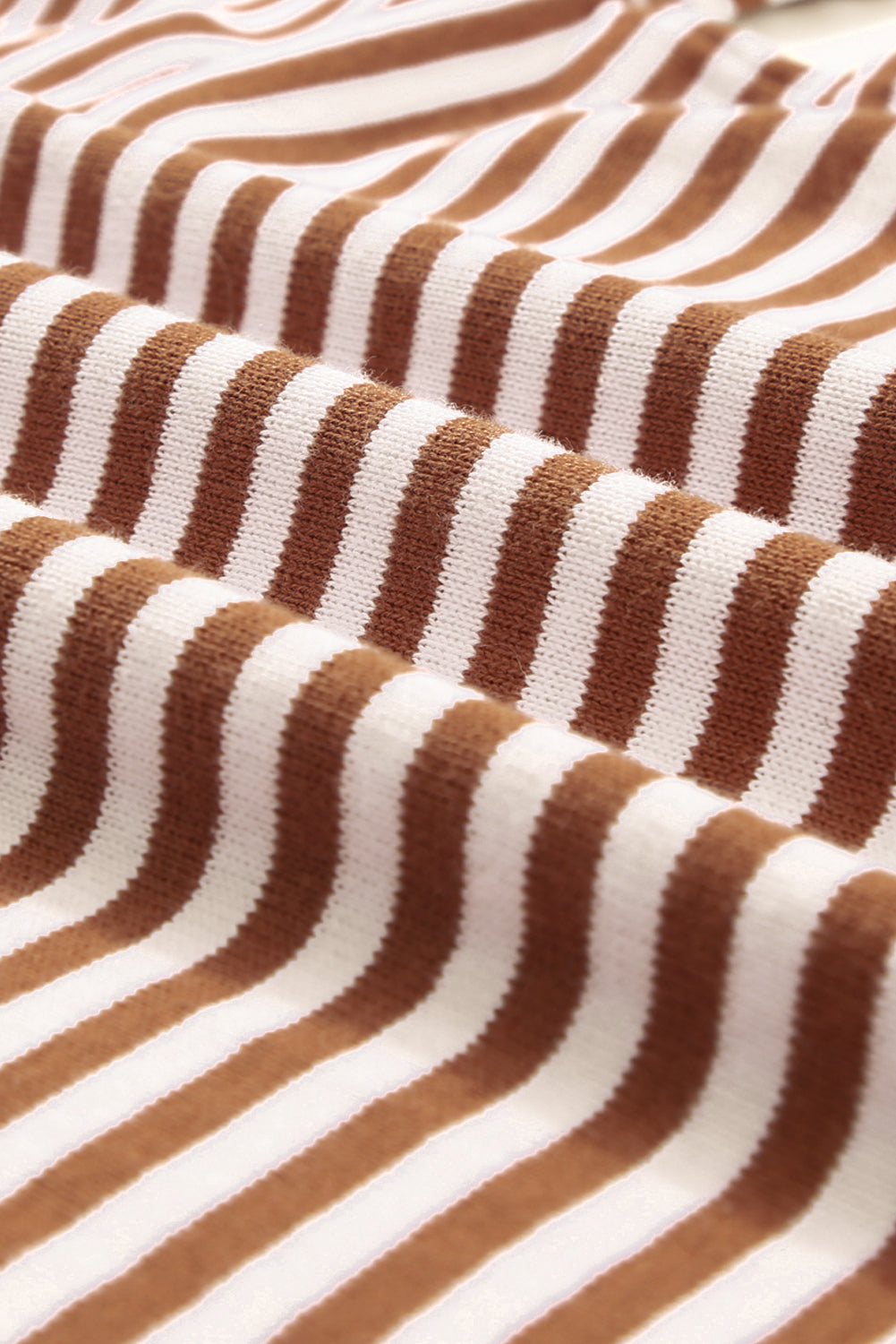 Pink Contrast Trimmed Striped Drop Shoulder Sweater