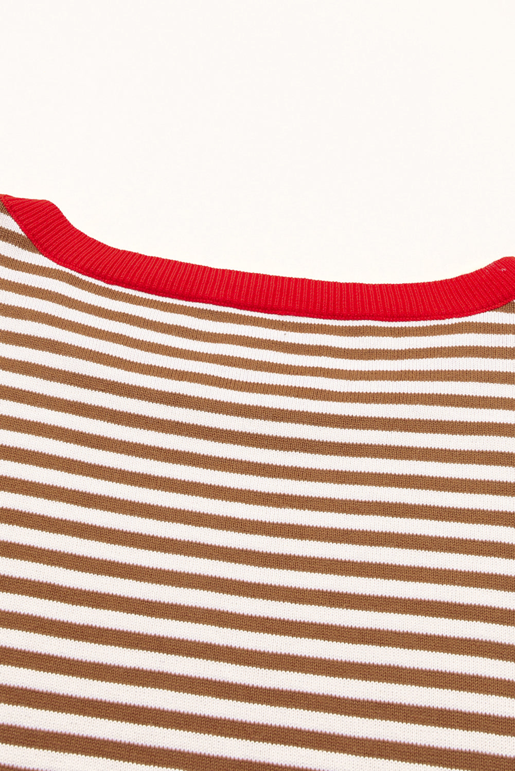 Pink Contrast Trimmed Striped Drop Shoulder Sweater